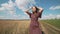 Portrait of young girl in summer field