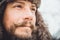 Portrait of a young handsome man with a beard. A person close up of a bearded man.