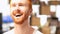 Portrait of young happy Red Hair Beard Man Laughing Loud