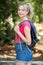 Portrait young lady with backpack