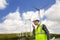 Portrait of young male confident engineer in electric power station