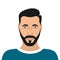 Portrait of a young man with beard and hair style. Male avatar. Vector.