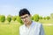 Portrait of young man outdoor ,handsome teenager.