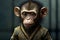 Portrait of a young monkey with clothes , AI generated