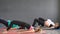 Portrait of young pregnant women`s practice yoga