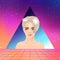 Portrait of a young pretty androgynous woman with short shaved pixie undercut in retro futurism style. Vector