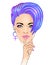 Portrait of a young pretty woman with short pixie cut. Purple ha