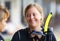 Portrait of young smile girl diver with diving equipment.