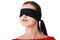 Portrait of the young woman blindfold