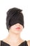 Portrait of the young woman blindfold , isolated