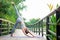 Portrait of a young woman doing yoga in the garden for a workout. Concept of lifestyle fitness and healthy. Asian women are