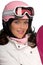 Portrait of young woman with pink helmet