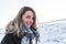 Portrait of a young woman in winter season beach