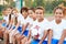 Portrait Of Youth Football Team Training Together