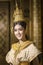 Portraits of beautiful Thai women dressed in traditional Thai national costumes, smiling beautifully