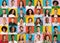 Portraits collage of multinational men and women expressing various emotions, posing on different color backgrounds