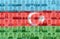 Portraits of many people on the background of the flag of Azerbaijan. The concept of the population and demographic state of the