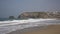 Portreath North Cornwall beach waves and sea on a beautiful day