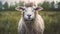 Portret of sheep on pasture. Generative AI
