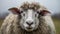 Portret of sheep on pasture. Generative AI
