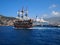 Ports Alanya and Antalya, sea ships for a cruise and travel