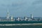 Portsmouth England as seen from across the Solent from the Isle of Wight.
