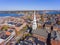 Portsmouth historic downtown aerial view, NH, USA