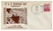 Portsmouth, New Hampshire, The USA  - 12 April 1944: US historical envelope: cover with cachet USS Redfish - 395, commissioned U.S