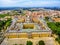 Portugal: aerial top view of the Royal Convent and Palace of Mafra, palace and monastery next to Lisbon