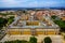 Portugal: aerial top view of the Royal Convent and Palace of Mafra, palace and monastery next to Lisbon