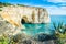 Portugal Algarve beach cave view with local common vegetation