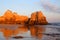 Portugal, Algarve, PortimÃ£o, Praia do Vau. Sandy beach and cliffs.