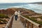 Portugal. Algarve. Tourists explore the picturesque seascape of the Atlantic coast