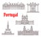 Portugal architecture famous landmark vector icons