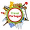 Portugal background design. Portuguese national traditional symbols and objects