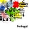 Portugal background design. Portuguese national traditional symbols and objects