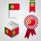 Portugal Country Flag place on Vote Box, Ribbon Badge Banner and map Pin