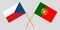 Portugal and Czech Republic. The Portuguese and Czech flags. Official colors. Correct proportion. Vector