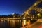 Portugal with the Dom Luiz I bridge atView of the historic city of Porto night time. Travel.