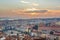 Portugal, Europe - Viewpoint to Lisbon downtown at sunset, with