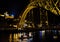 Portugal, evening Porto, lights of night city, night view of The Eiffel Bridge, Ponte Dom Luis