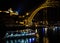 Portugal, evening Porto, lights of night city, night view of The Eiffel Bridge in Porto