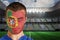 Portugal football fan in face paint