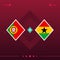 Portugal, ghana world football 2022 match versus on red background. vector illustration