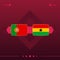 Portugal, ghana world football 2022 match versus on red background. vector illustration