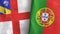 Portugal and Herm two flags textile cloth 3D rendering