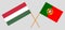 Portugal and Hungary. The Portuguese and Hungarian flags. Official colors. Correct proportion. Vecto