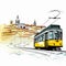 Portugal Illustration Trams And Trains