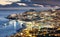 Portugal island Madeira at night with city Funchal, Panorama