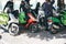 Portugal, Lisbon 29 april 2018: workers Uber Eats delivery scooter with pannier